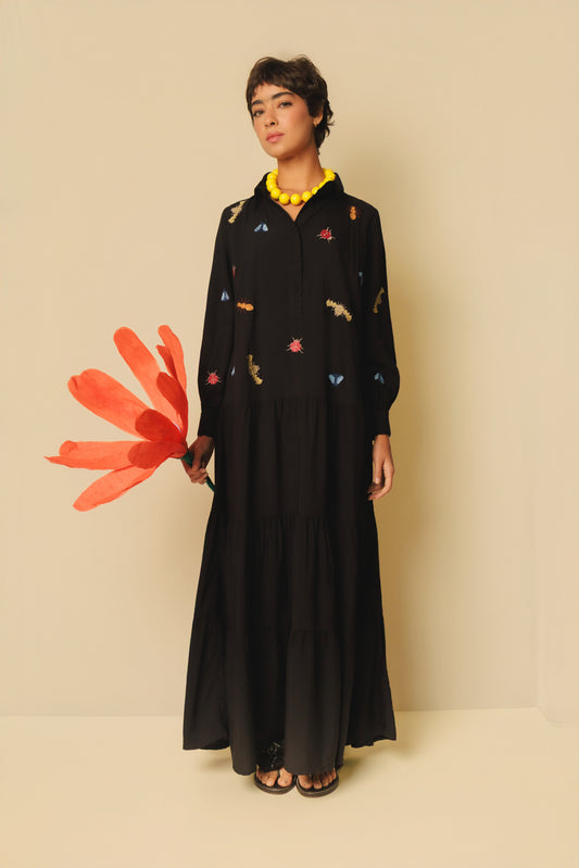 Vestido Sampa Insetos - preto