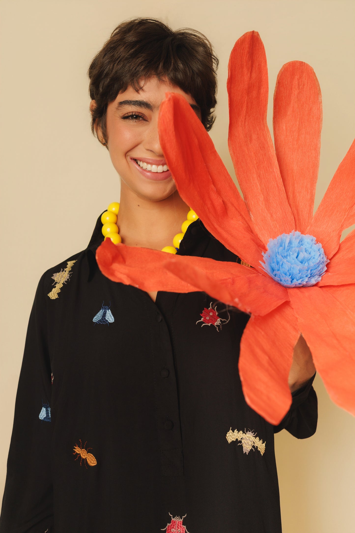 Vestido Sampa Insetos - preto