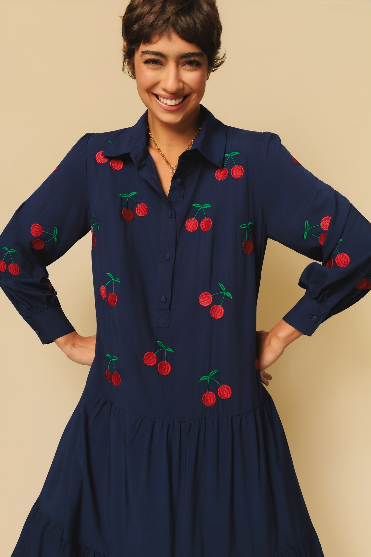 Vestido Sampa Cerejas - marinho