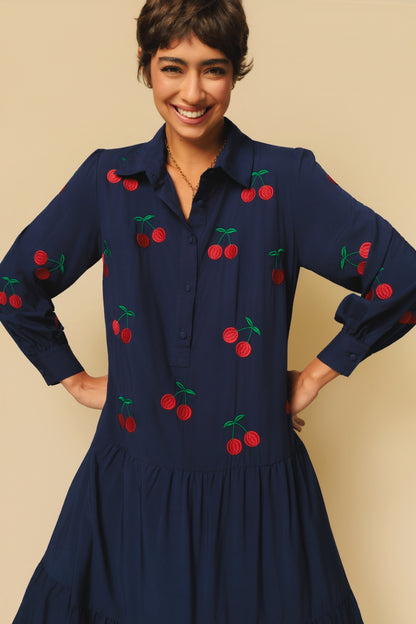 Vestido Sampa Cerejas - marinho