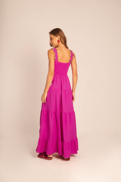 Vestido Amanda Borboleta - fúcsia
