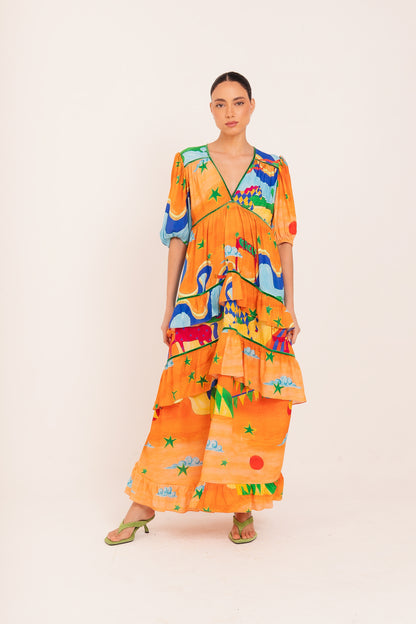 Vestido Afeto Circo - laranja