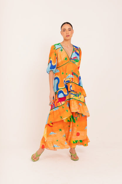 Vestido Afeto Circo - laranja