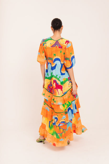 Vestido Afeto Circo - laranja