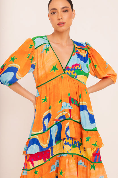 Vestido Afeto Circo - laranja