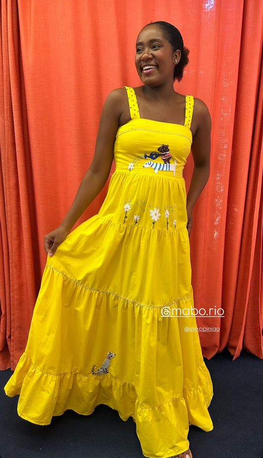 Vestido Amanda Cachorrinhos - amarelo