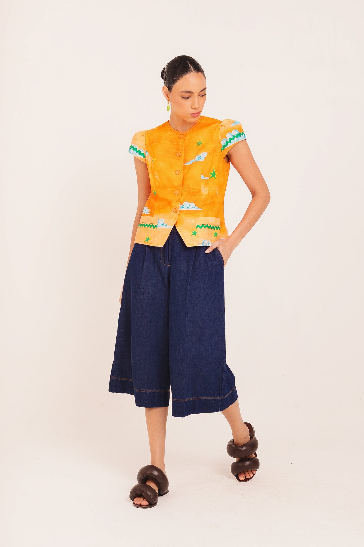 Colete Estela Circo com manga - laranja