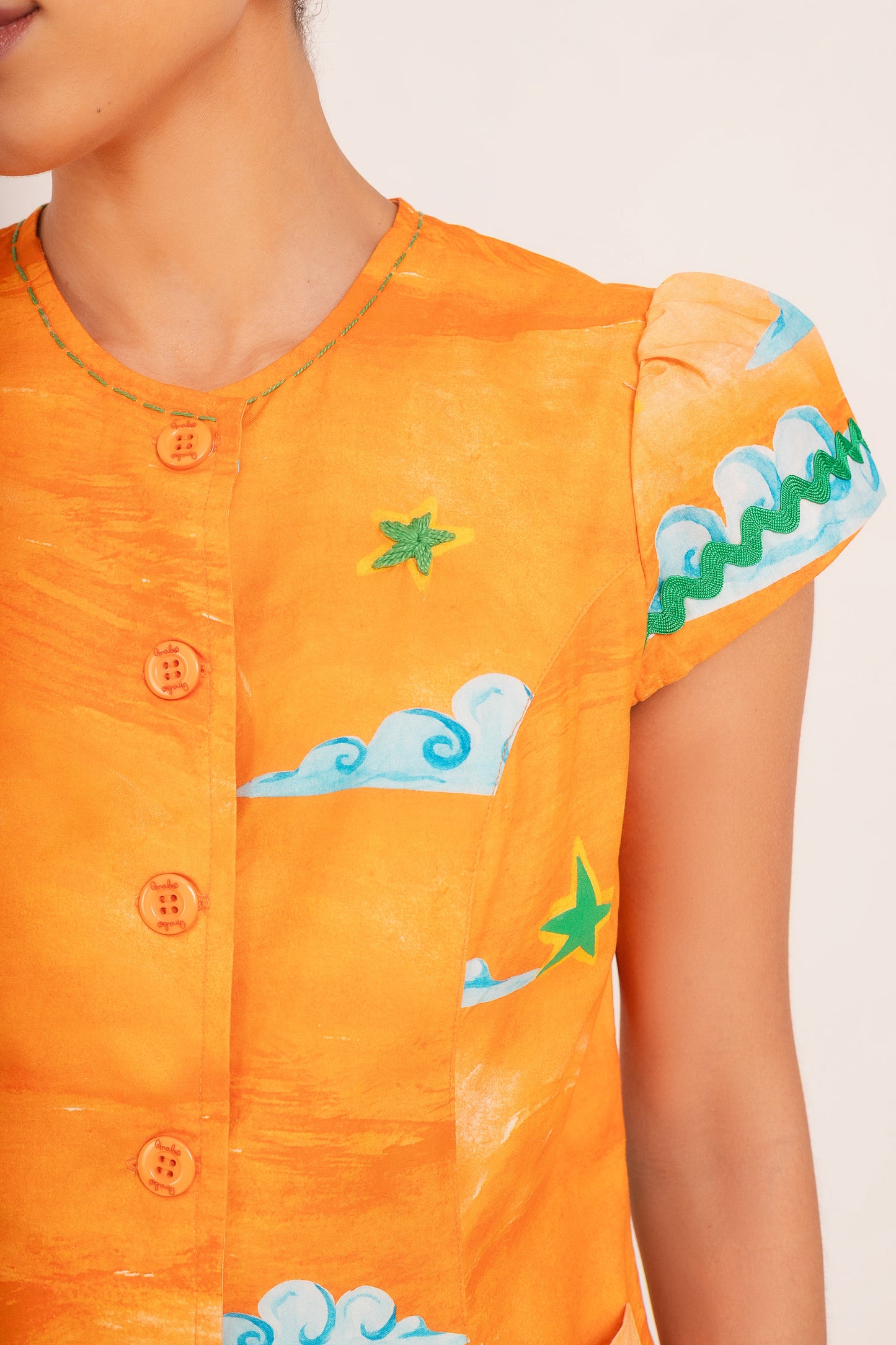 Colete Estela Circo com manga - laranja