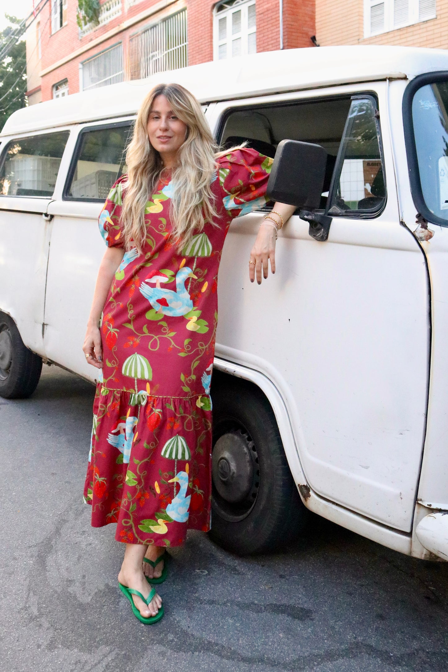 Vestido Caetana Patinhos - vinho