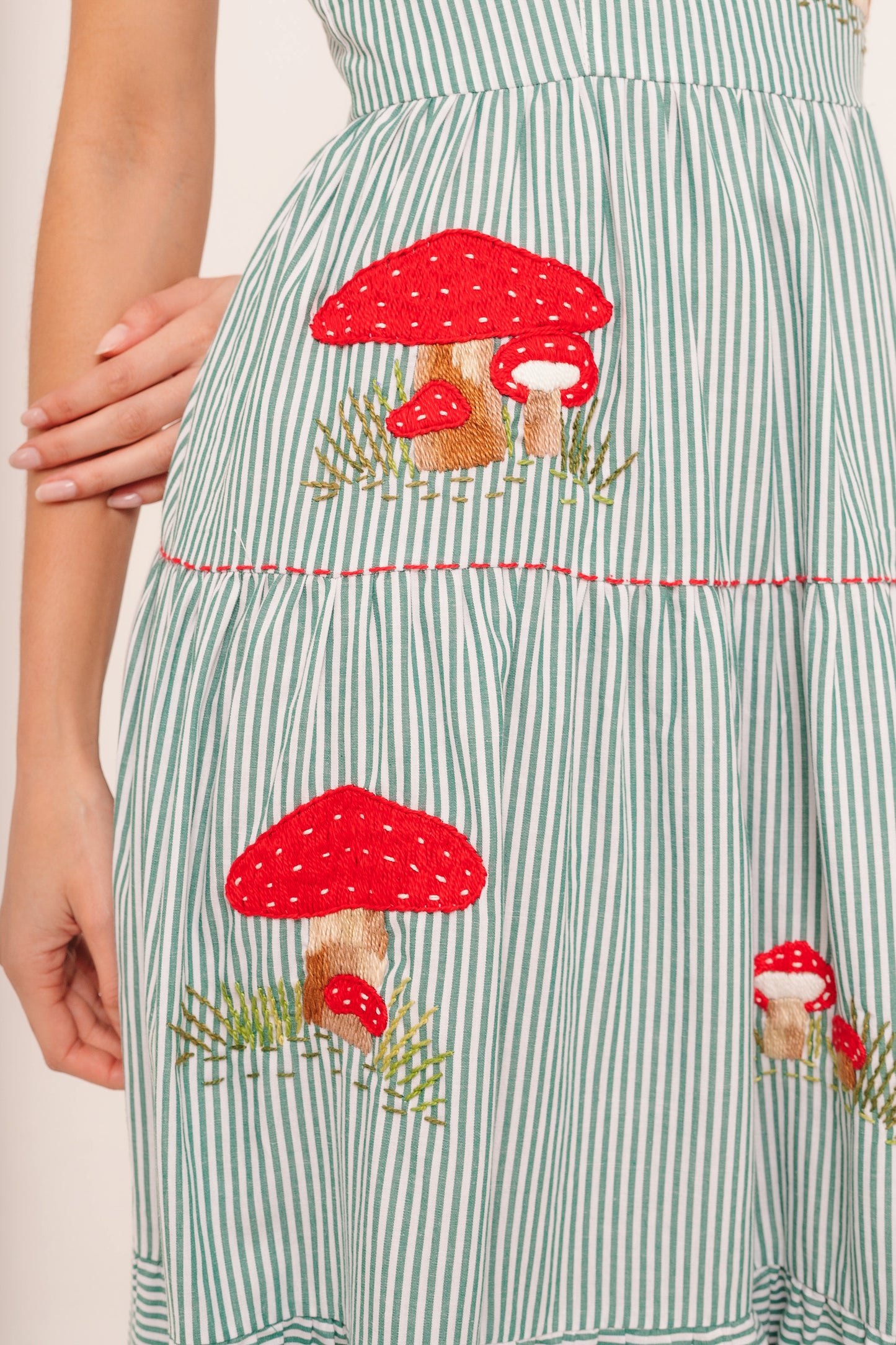 Vestido Amanda Cogumelo - listrado verde