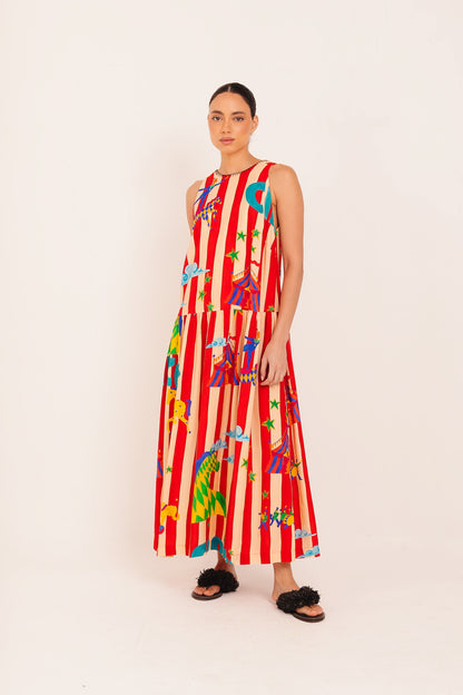 Vestido Tay Circo - listras vermelhas