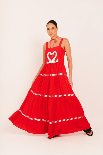 Vestido Amanda Cisne - vermelho