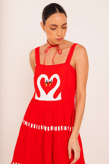 Vestido Amanda Cisne - vermelho
