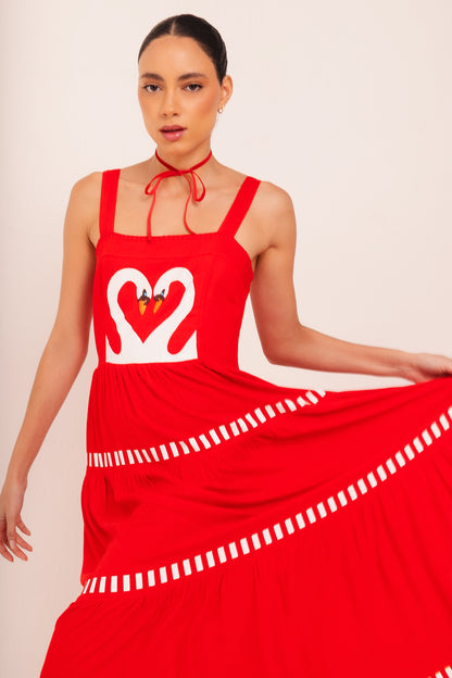 Vestido Amanda Cisne - vermelho