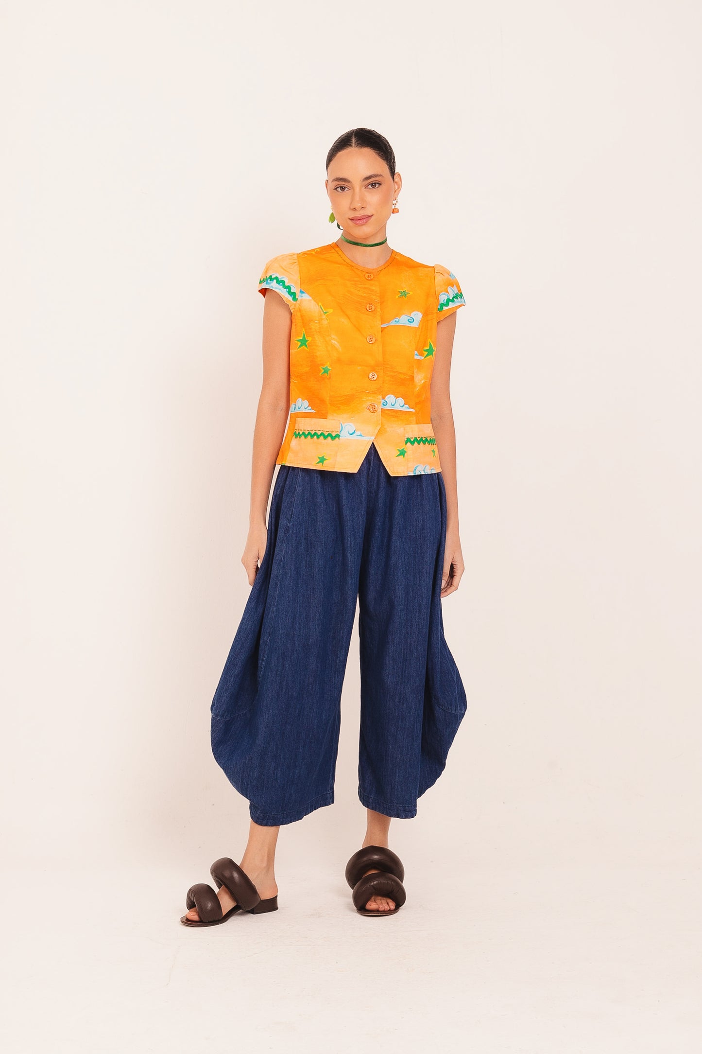 Colete Estela Circo com manga - laranja