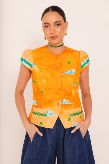 Colete Estela Circo com manga - laranja