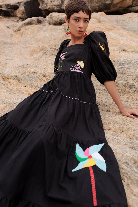 Vestido Amanda Catavento - preto