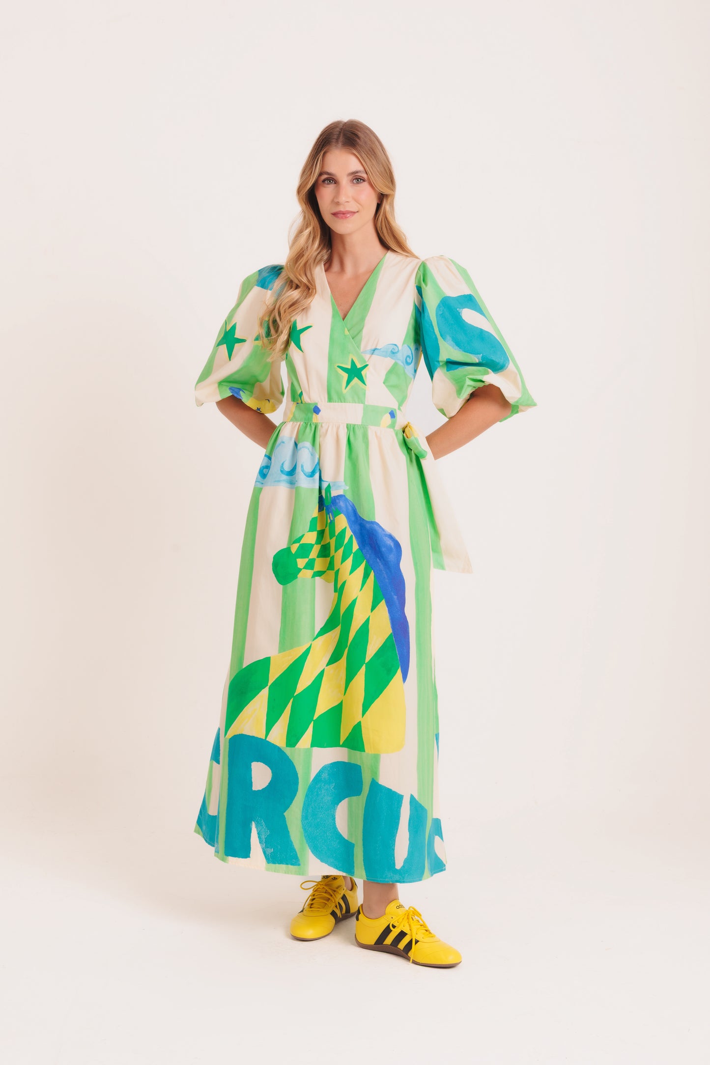 Vestido Abraço Tropical - listras verdes