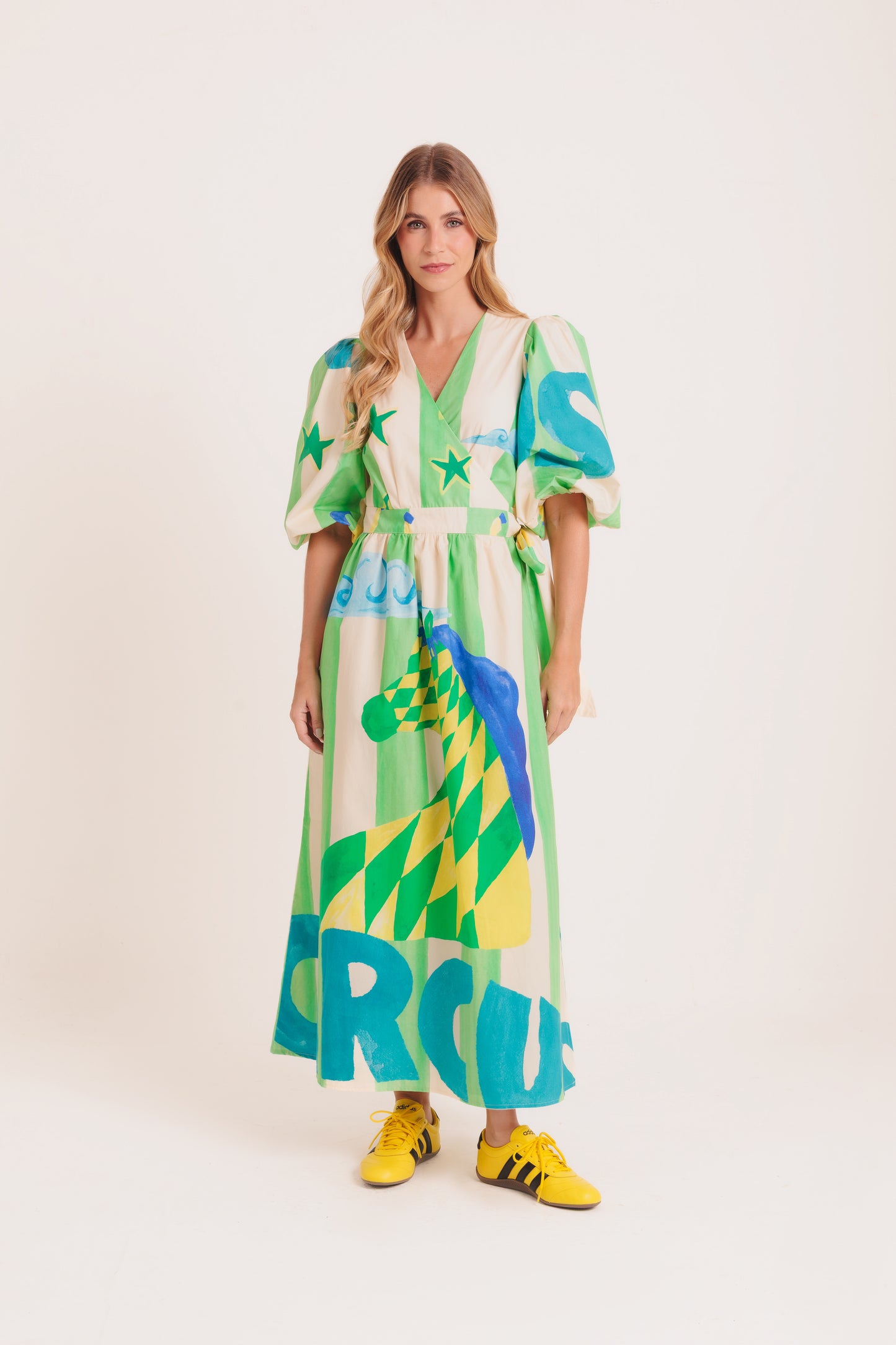 Vestido Abraço Tropical - listras verdes