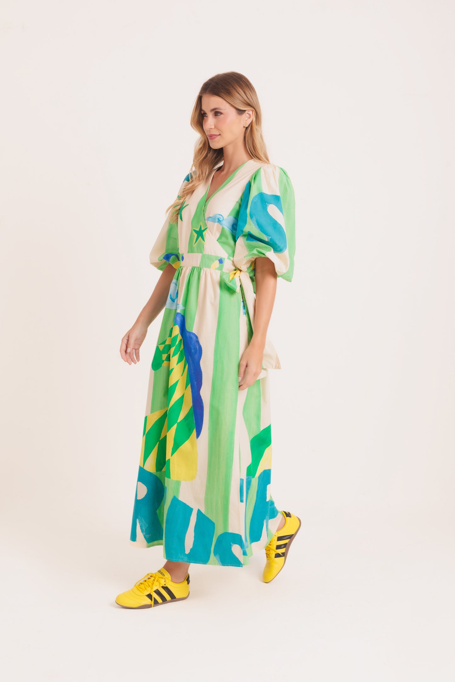 Vestido Abraço Tropical - listras verdes