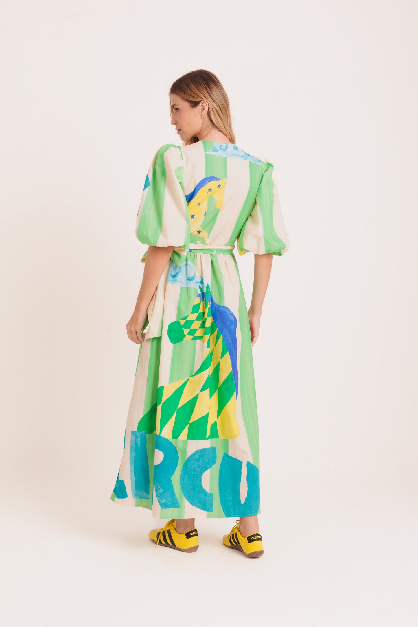 Vestido Abraço Tropical - listras verdes