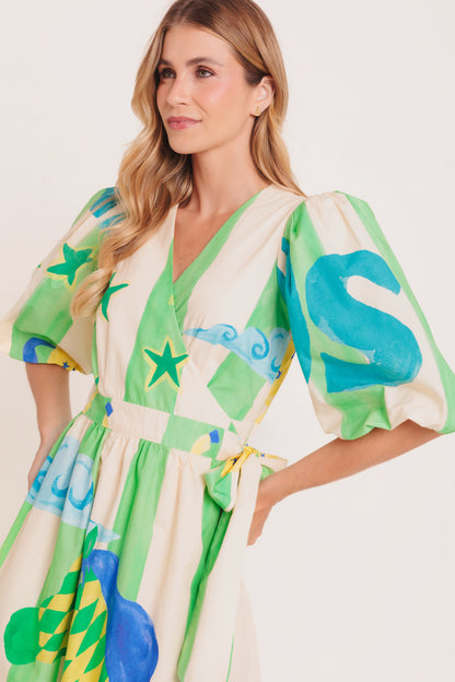 Vestido Abraço Tropical - listras verdes