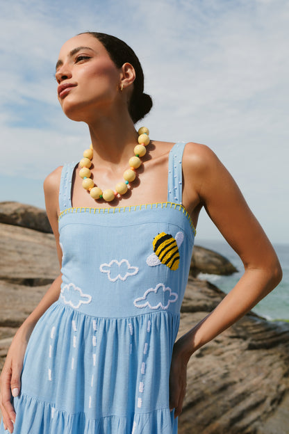 Vestido Amanda Sussurro das Abelhas - azul claro