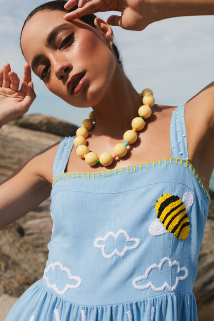 Vestido Amanda Sussurro das Abelhas - azul claro