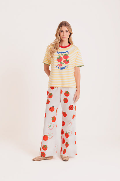 T-Shirt Tomates - listrado amarelo