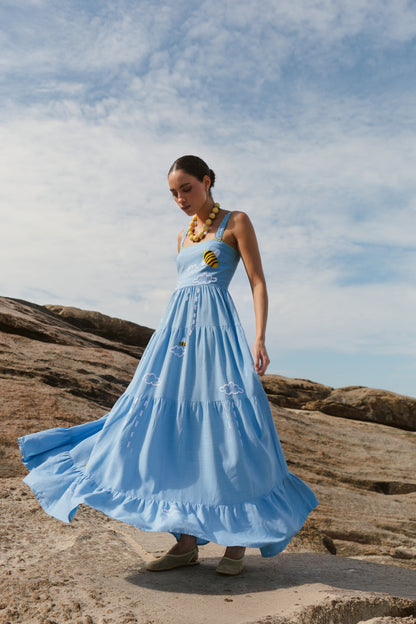 Vestido Amanda Sussurro das Abelhas - azul claro