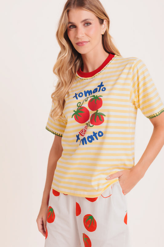 T-Shirt Tomates - listrado amarelo