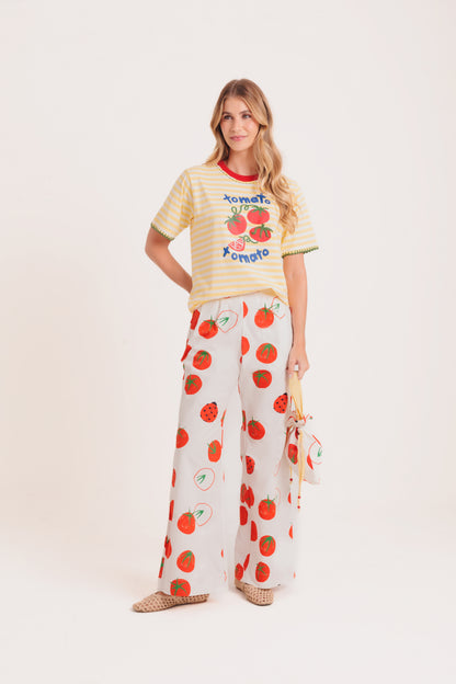 T-Shirt Tomates - listrado amarelo