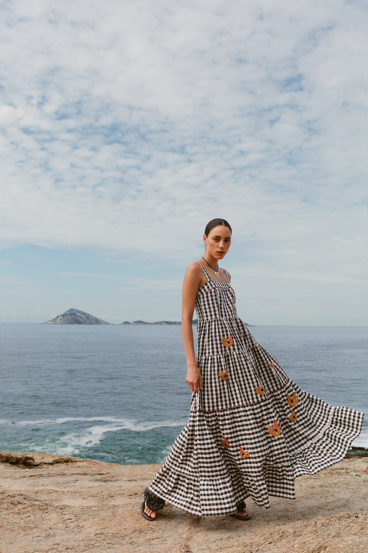 Vestido Amanda Galinha d'Angola - vichy vintage