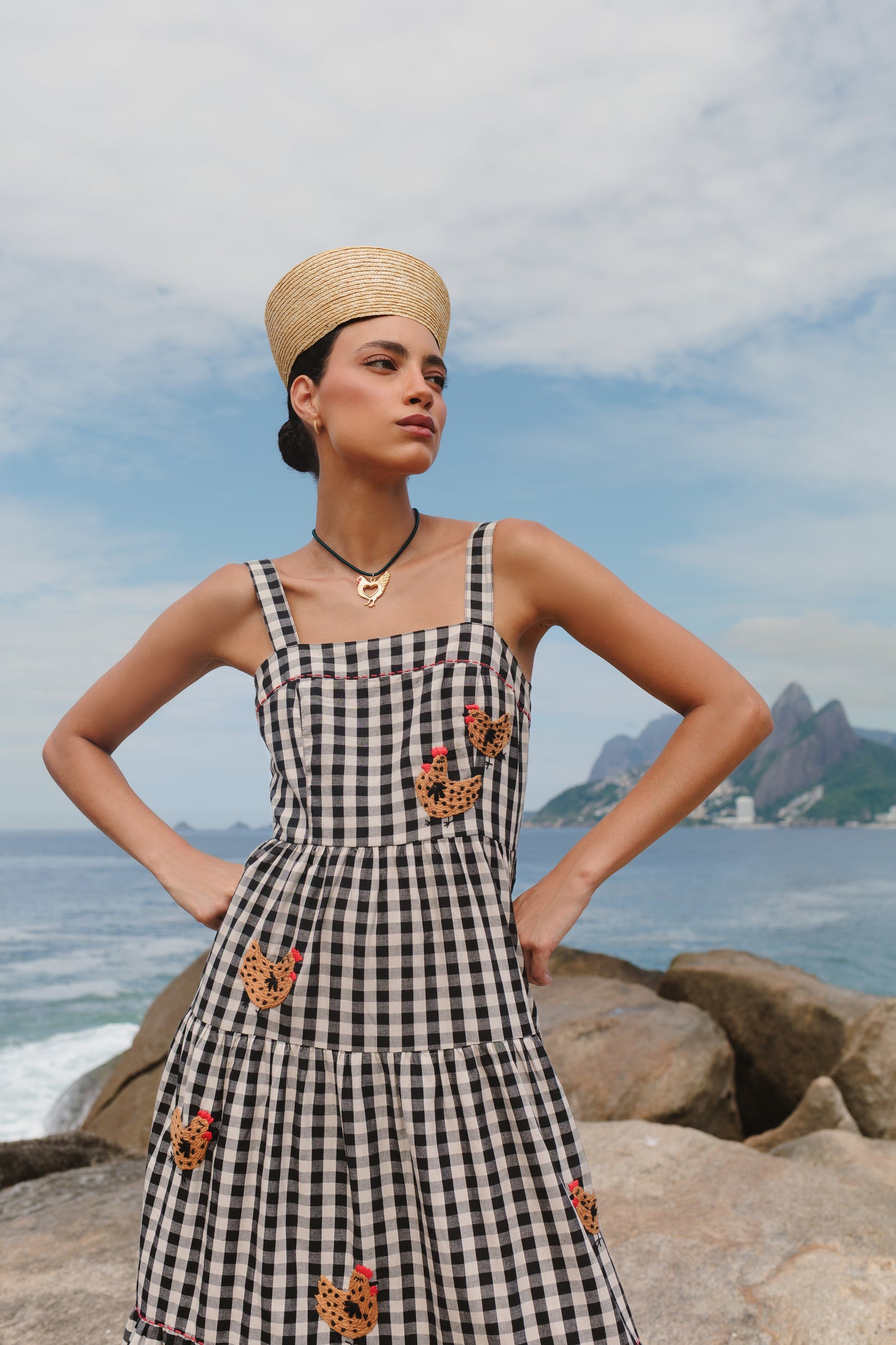 Vestido Amanda Galinha d'Angola - vichy vintage