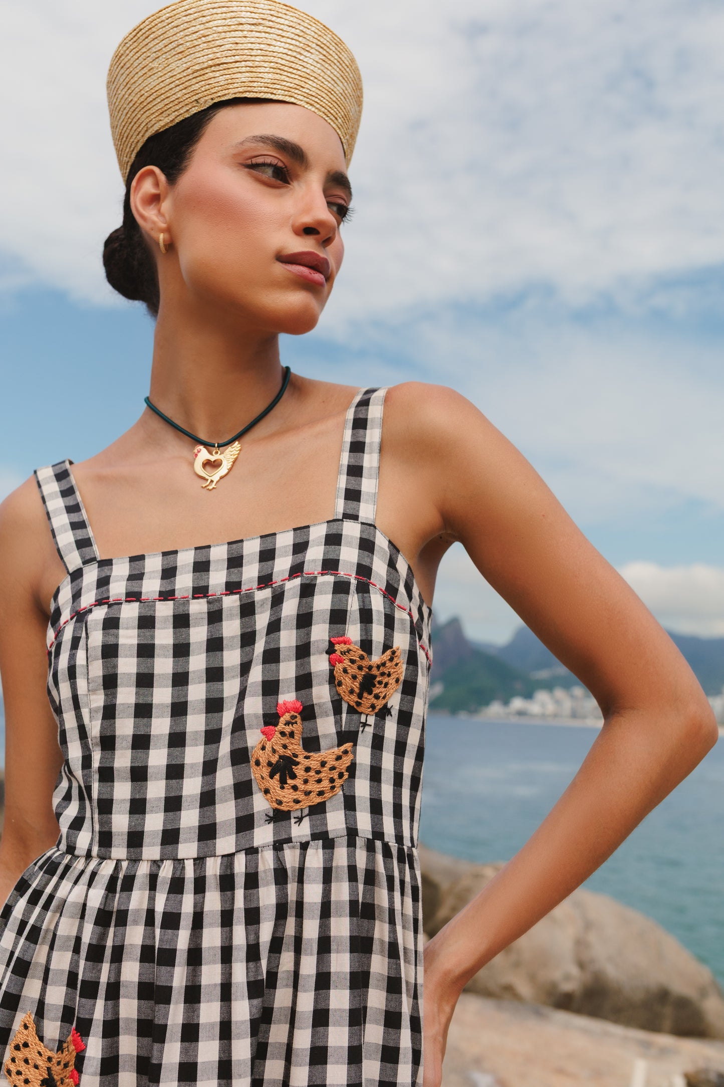 Vestido Amanda Galinha d'Angola - vichy vintage