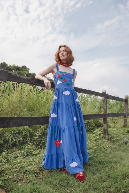 Vestido Amanda Semear - azul médio