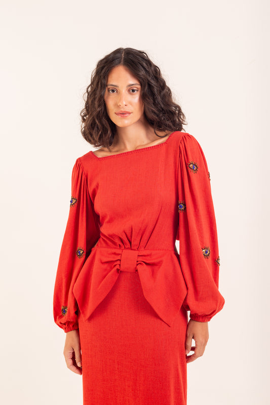 Vestido Luz Olho Grego - vermelho