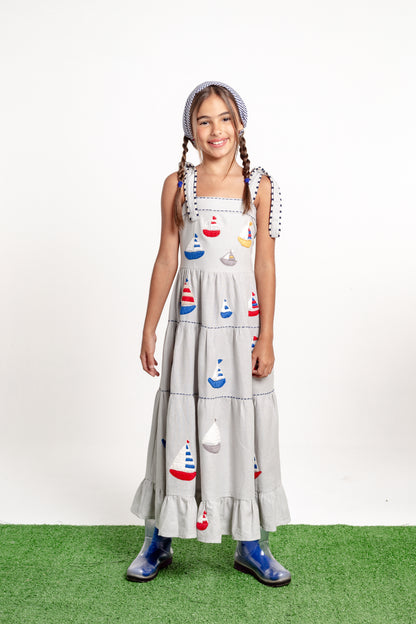 Vestido Amanda Barcos Mini - cinza
