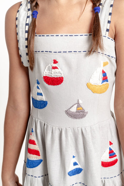 Vestido Amanda Barcos Mini - cinza