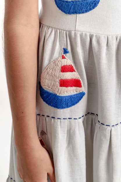 Vestido Amanda Barcos Mini - cinza