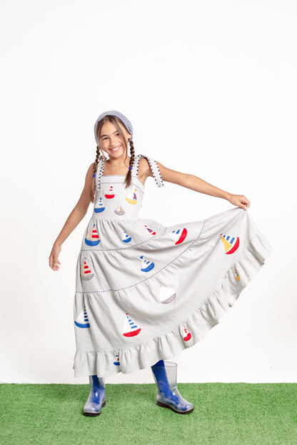 Vestido Amanda Barcos Mini - cinza
