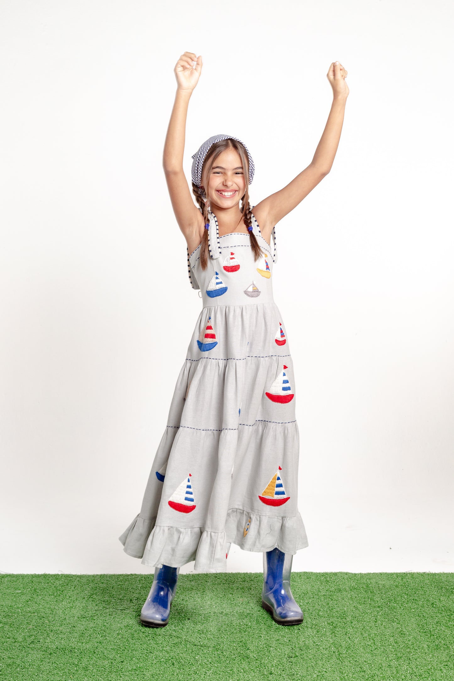 Vestido Amanda Barcos Mini - cinza