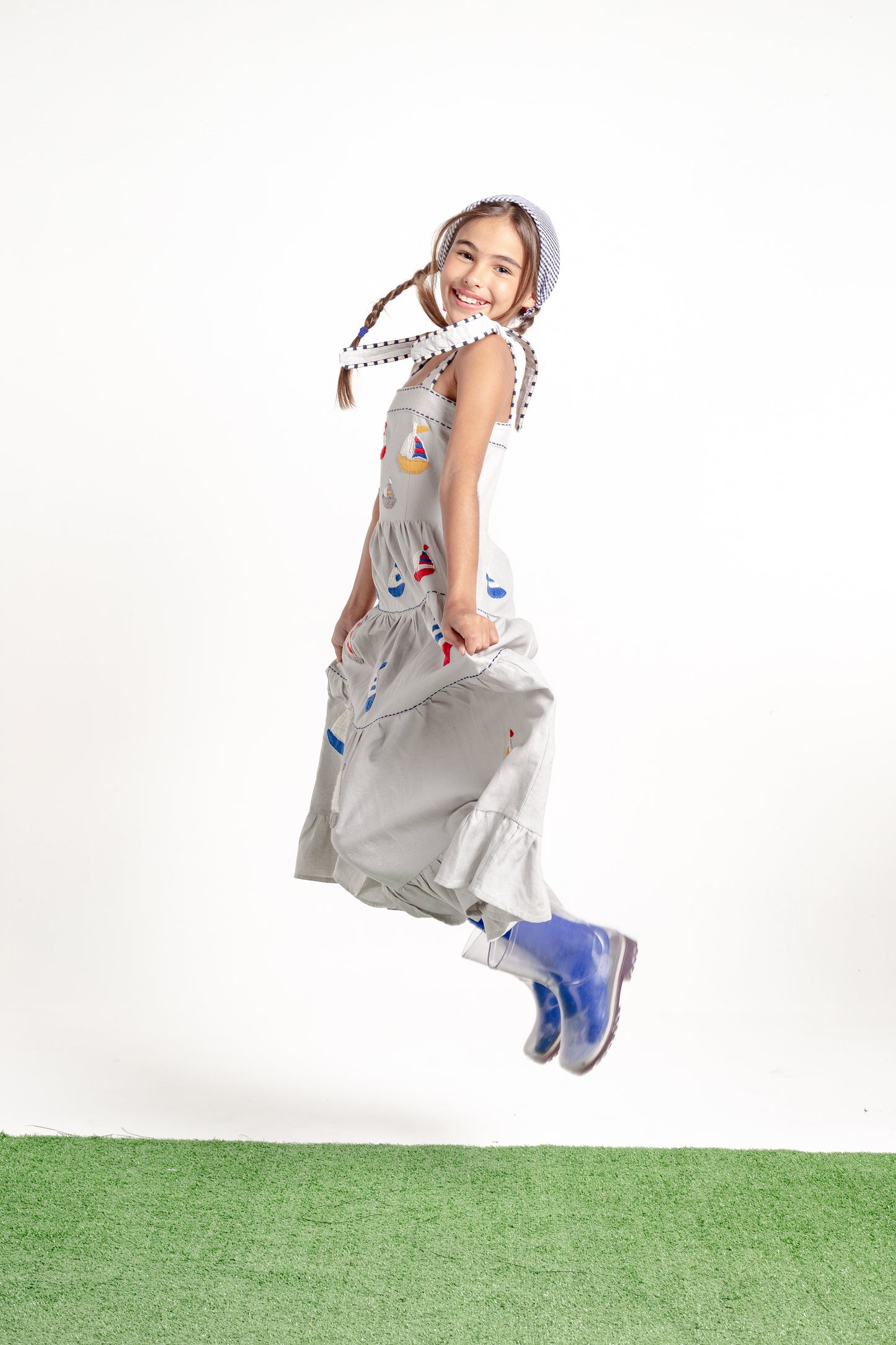 Vestido Amanda Barcos Mini - cinza