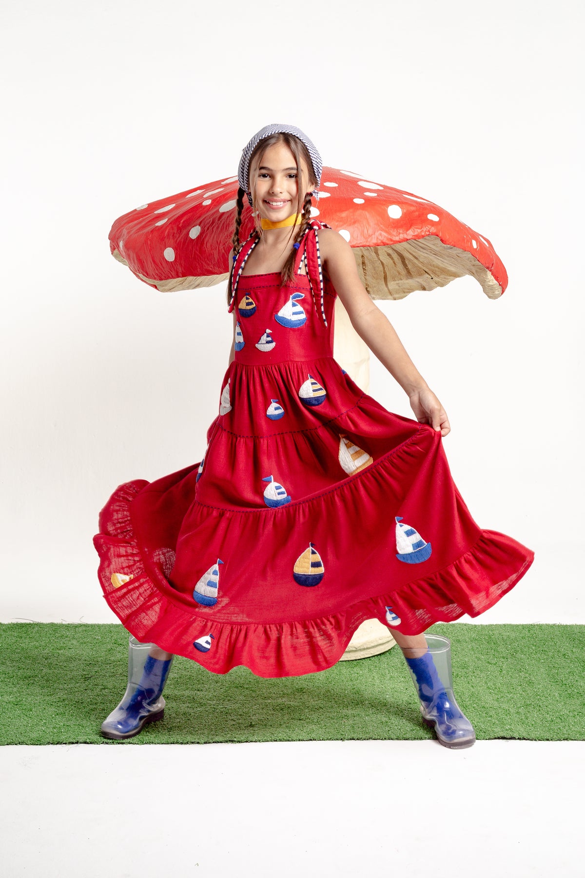 Vestido Amanda Barcos Mini - vermelho