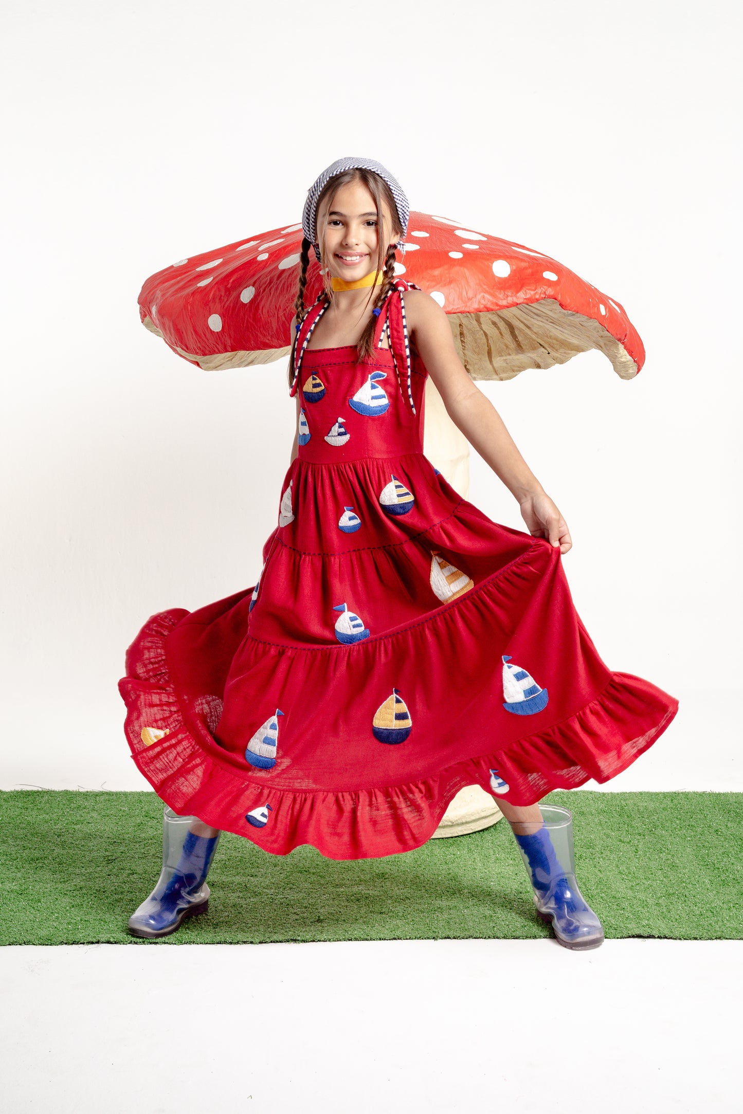 Vestido Amanda Barcos Mini - vermelho