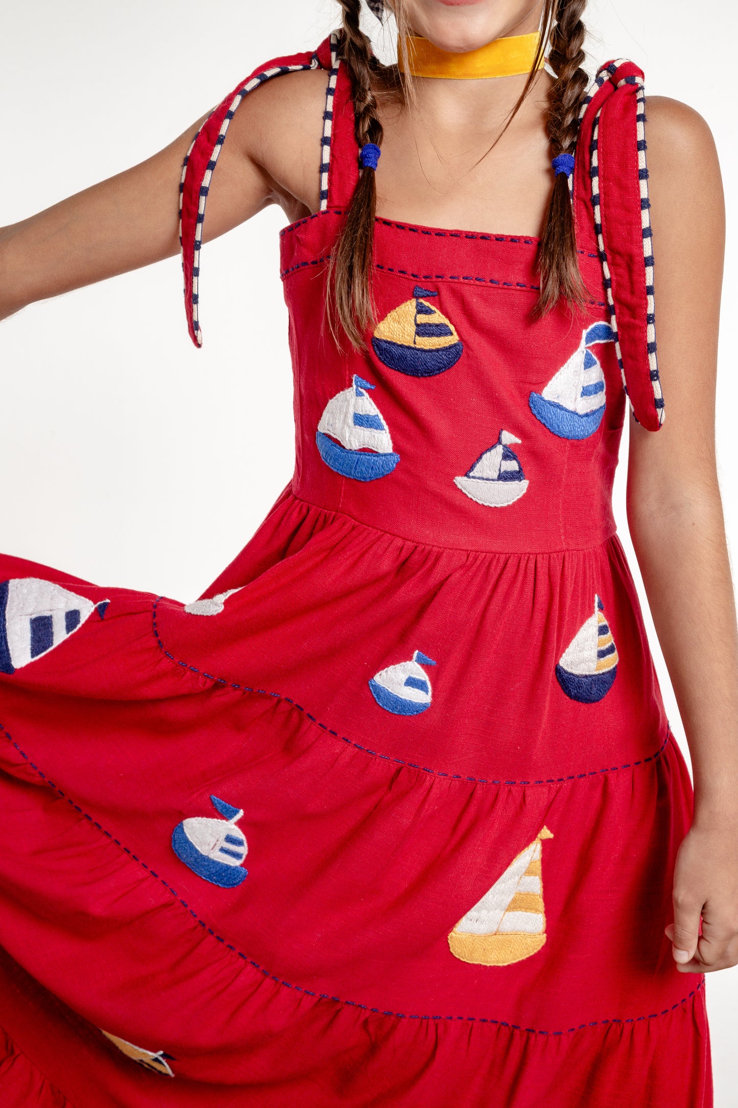 Vestido Amanda Barcos Mini - vermelho