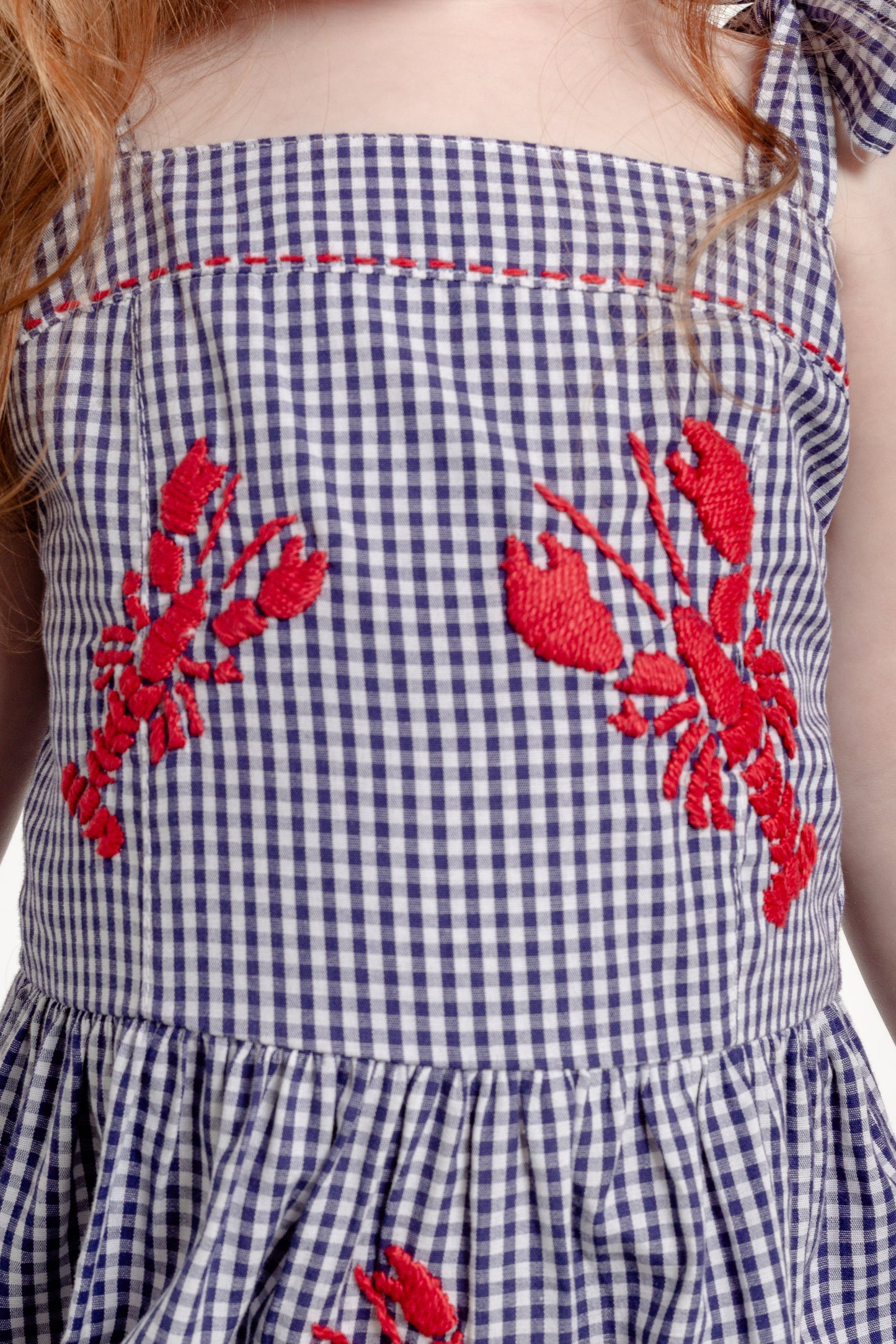 Vestido Amanda Lagosta Mini - vichy marinho