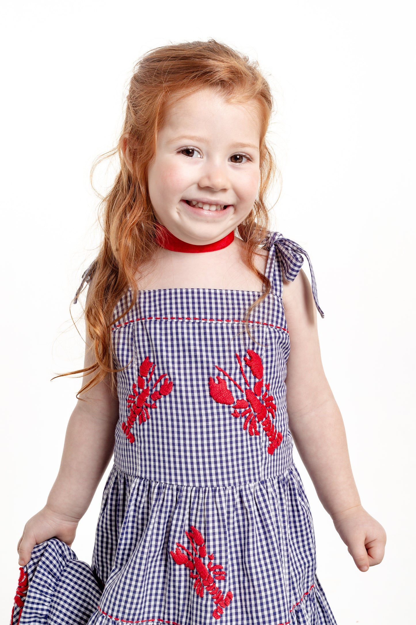 Vestido Amanda Lagosta Mini - vichy marinho