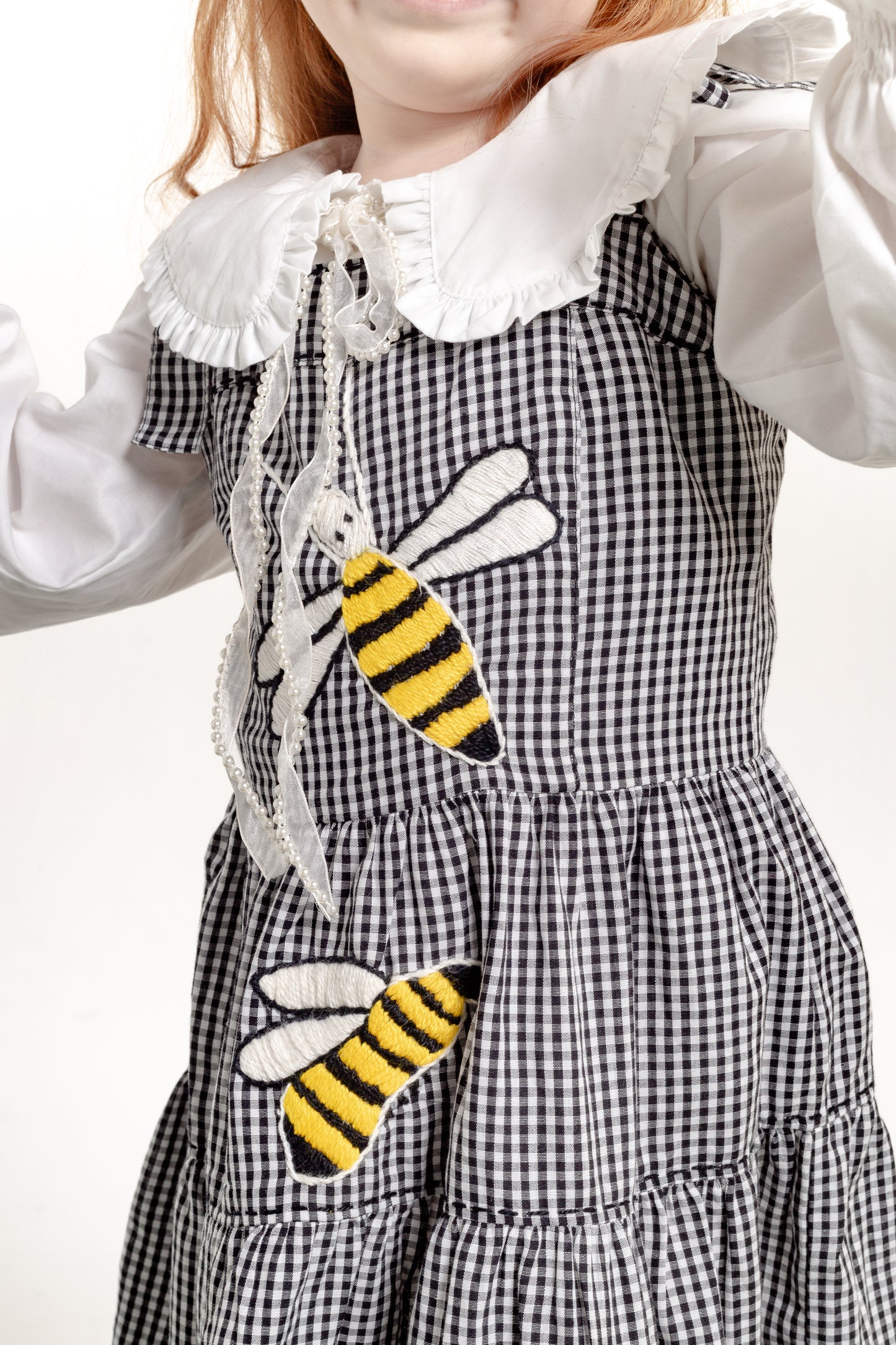 Vestido Amanda Abelhinhas Mini - vichy preto