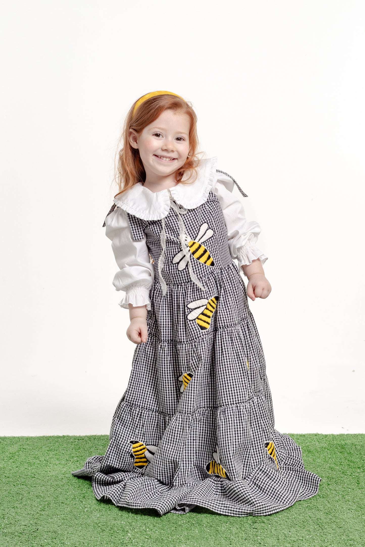 Vestido Amanda Abelhinhas Mini - vichy preto